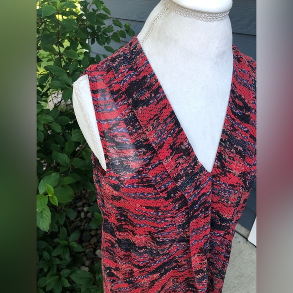 Rachel Zoe 100% silk dress abstract asymmetrical hemline v neck - Picture 4 of 6